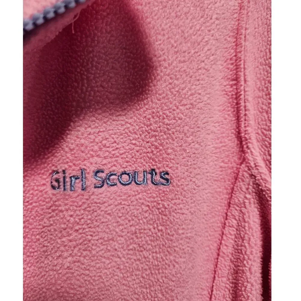 Girl Scout Fleece Pink with Lilac Trim Full Zip *L*See Measurements in Pictures